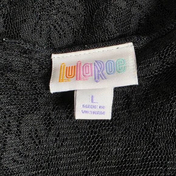 LuLaRoe Black Lace Long Cardigan Kimono Duster Size L - Picture 7 of 9